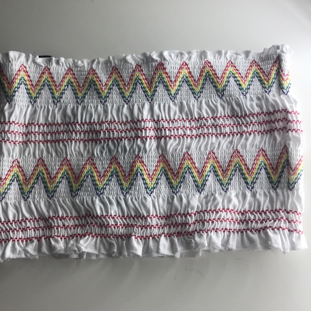 Forever 21 Rainbow/White Crop Top